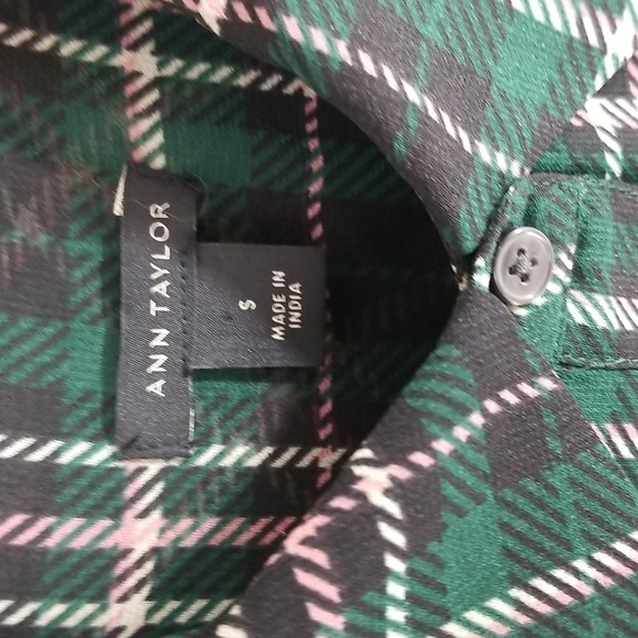{Ann Taylor} Plaid Sheer Sleeve Shirt Size Small - Picture 14 of 16